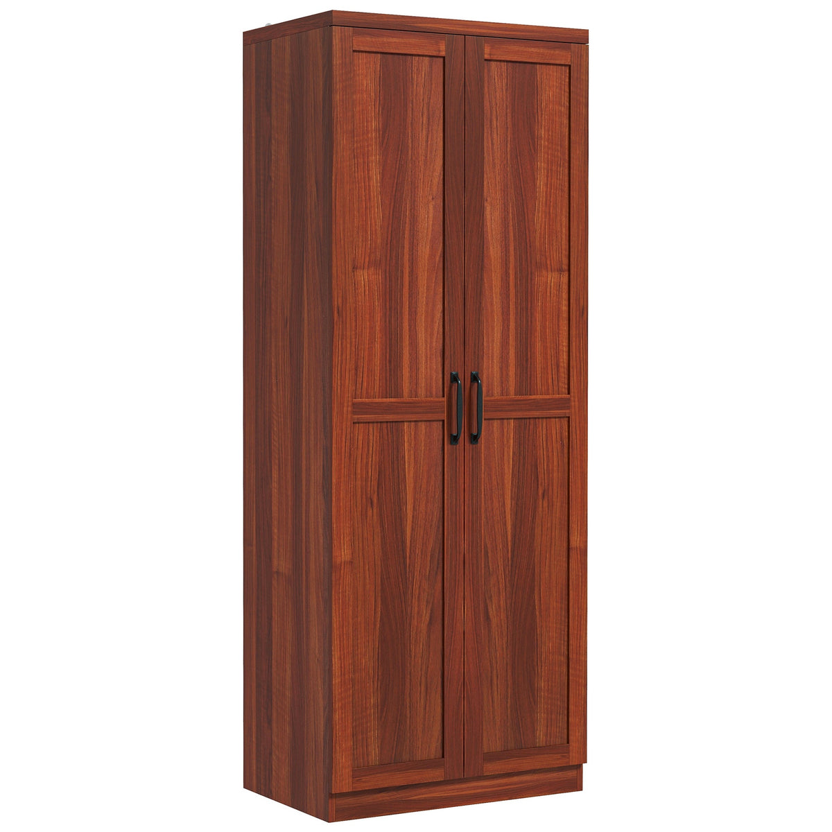 HOMCOM 63" 2-Door Kitchen Pantry, Freestanding Storage Cabinet with 5-tier Shelving and 2 Adjustable Shelves for Dining Room, Tan