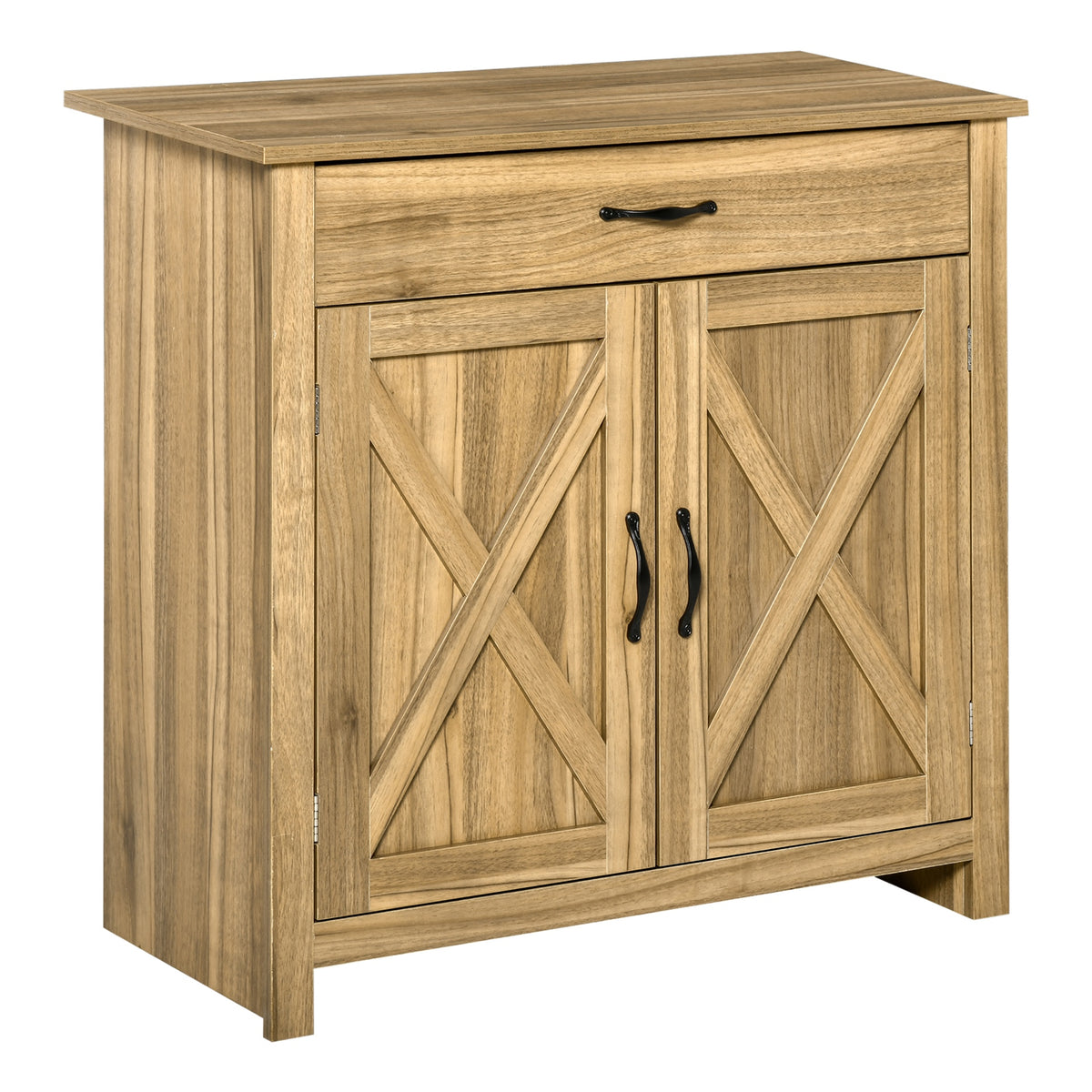 HOMCOM Farmhouse Sideboard Buffet Cabinet, Barn Door Coffee Bar Cabinet with Drawer and Adjustable Shelf, Kitchen Cabinet for Living Room, Entryway, Natural Wood Effect