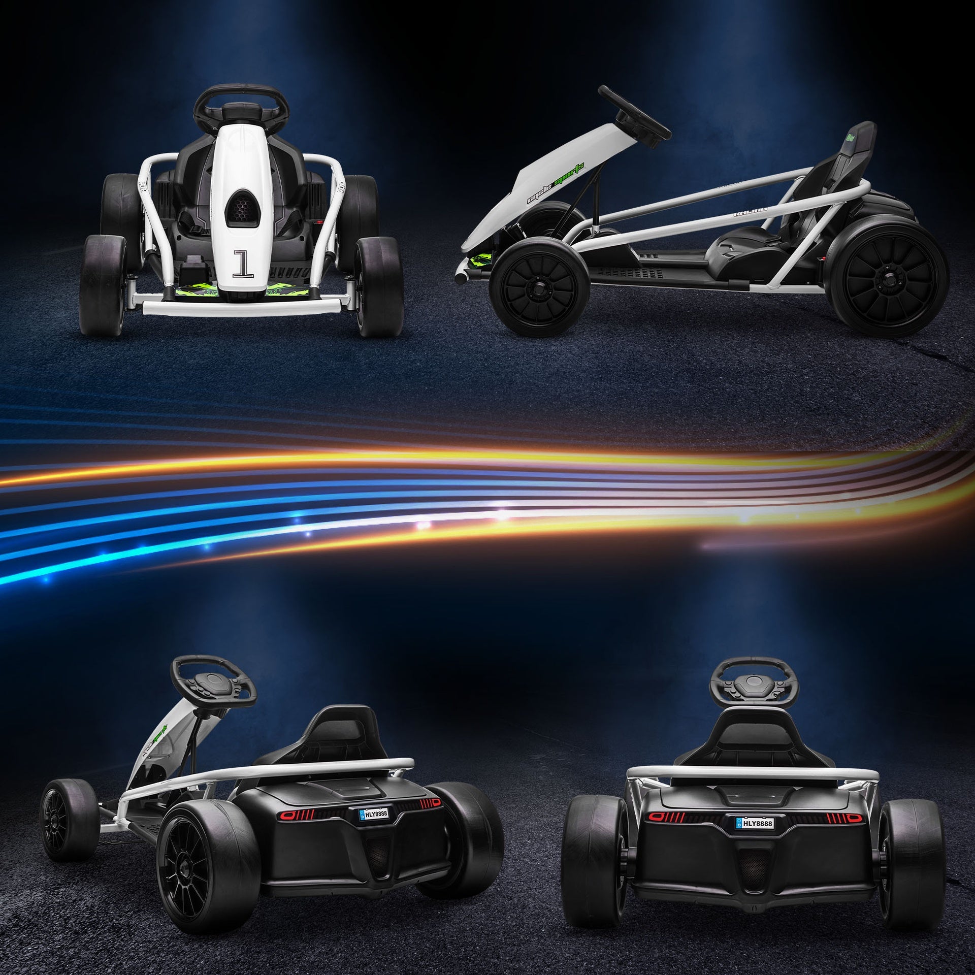 Aosom 24V 8.1 MPH Electric Go Kart, Drifting Car Battery Powered Ride on Toy Outdoor with Slow Start, Music, Horn Honking and Safety Belt, for 8-12 Years Old, White