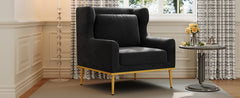 Modern Armchair Velvet Accent Chair Reading Chair Single Sofa Chair for Living Room, Bedroom, or Reading Corner, Black