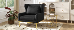 Modern Armchair Velvet Accent Chair Reading Chair Single Sofa Chair for Living Room, Bedroom, or Reading Corner, Black