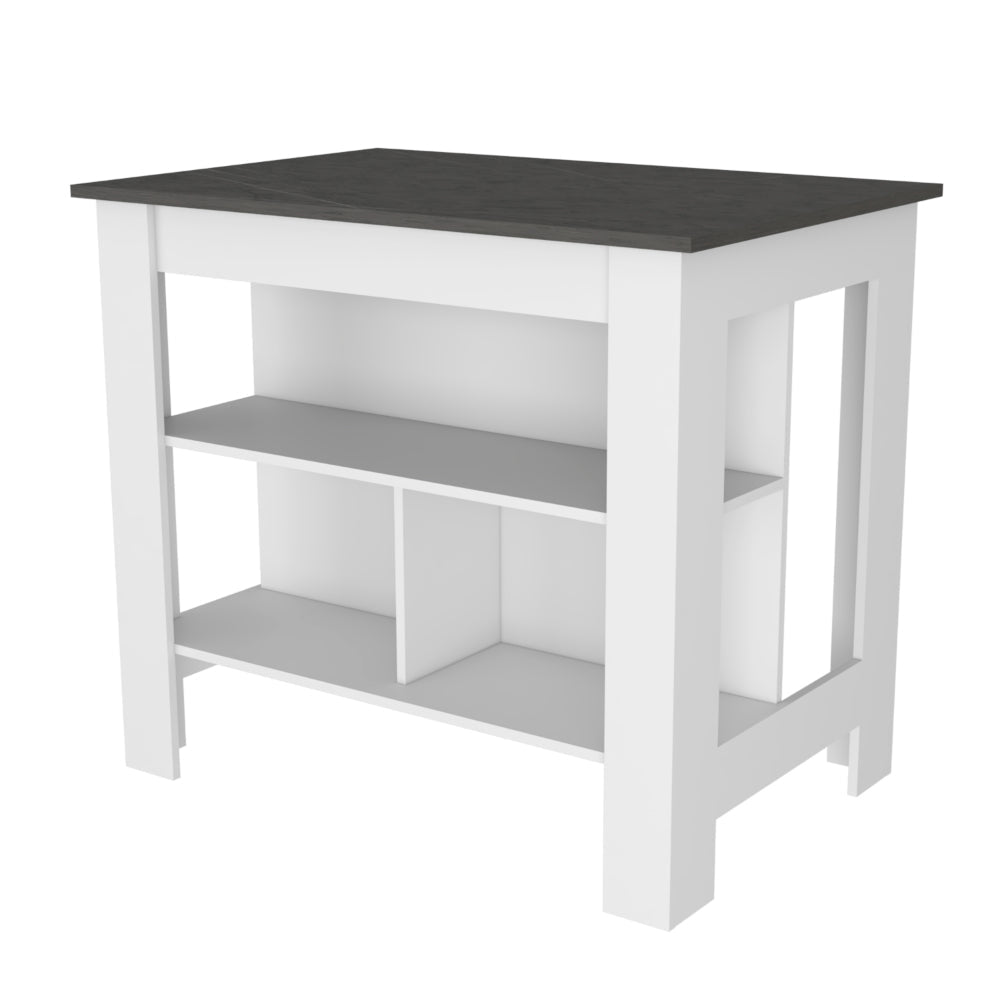 White and Onyx 2-Piece Kitchen Set, Kitchen Island and Wall Cabinet