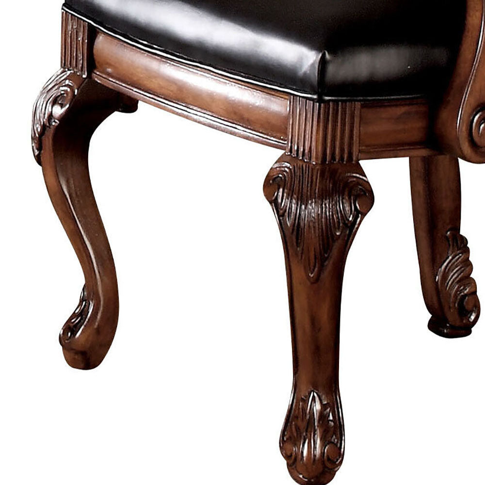 Black and Cherry Solid Back Arm Chairs with Nailhead Trim (Set of 2)