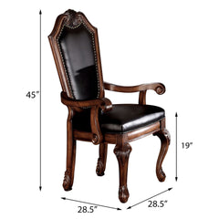 Black and Cherry Solid Back Arm Chairs with Nailhead Trim (Set of 2)