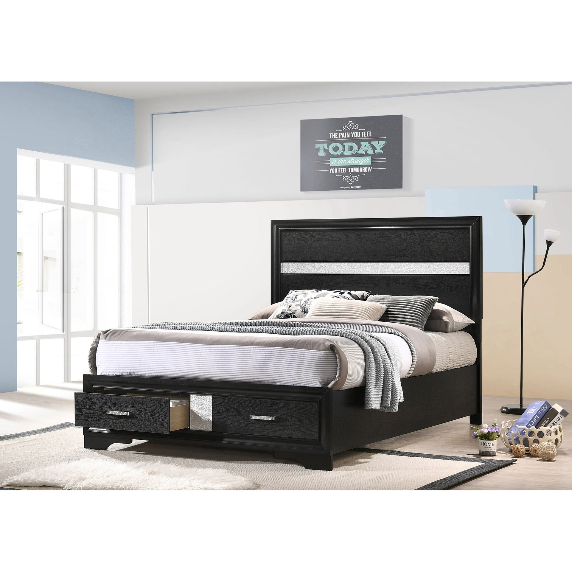 Urbana Black Full Storage Panel Bed