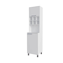 White Kitchen Pantry with Pneumatic Door and Open Storage