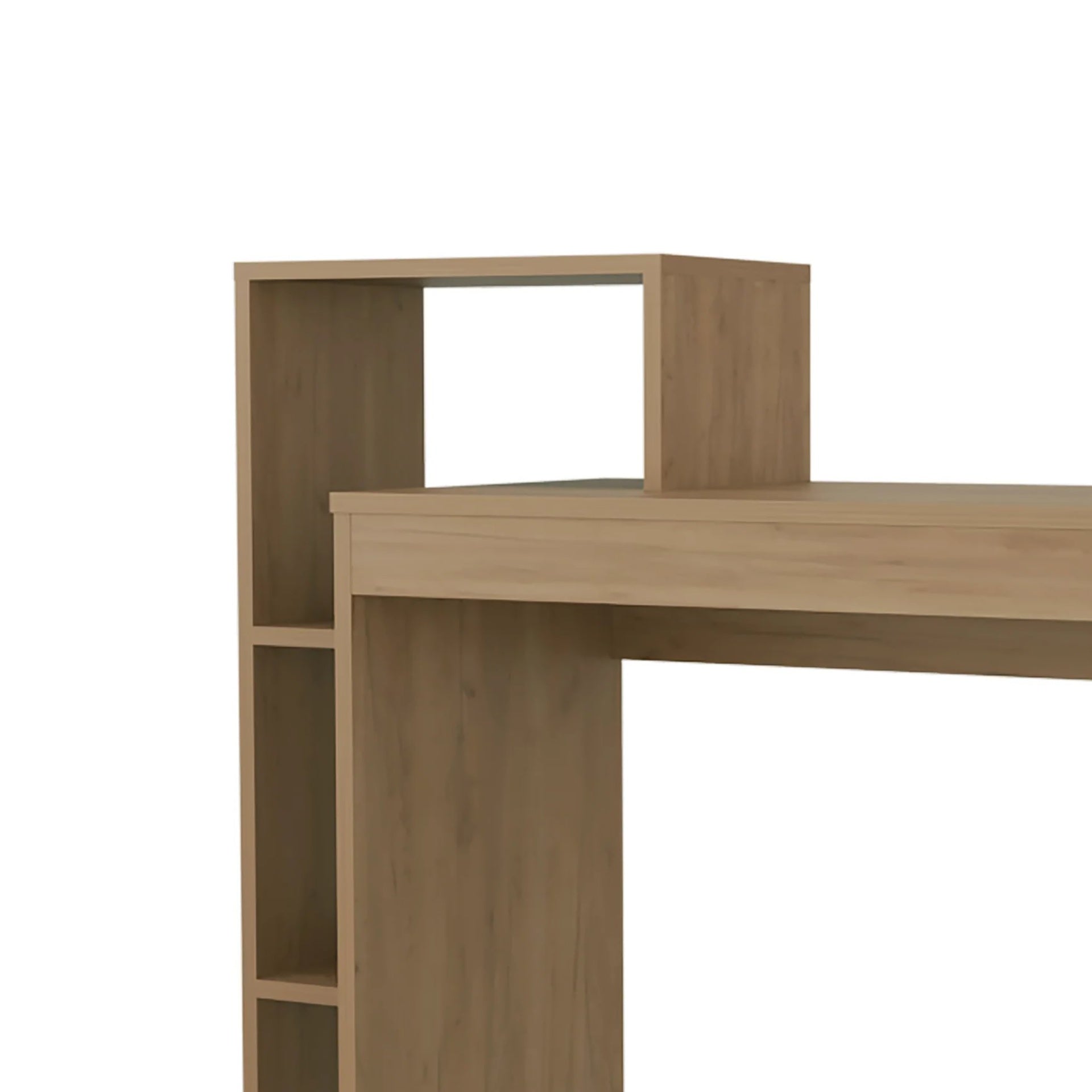 Natural Oak Computer Desk with Open Storage