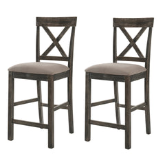 Tan and Weathered Grey Counter Height Stools with Cross Back (Set of 2)
