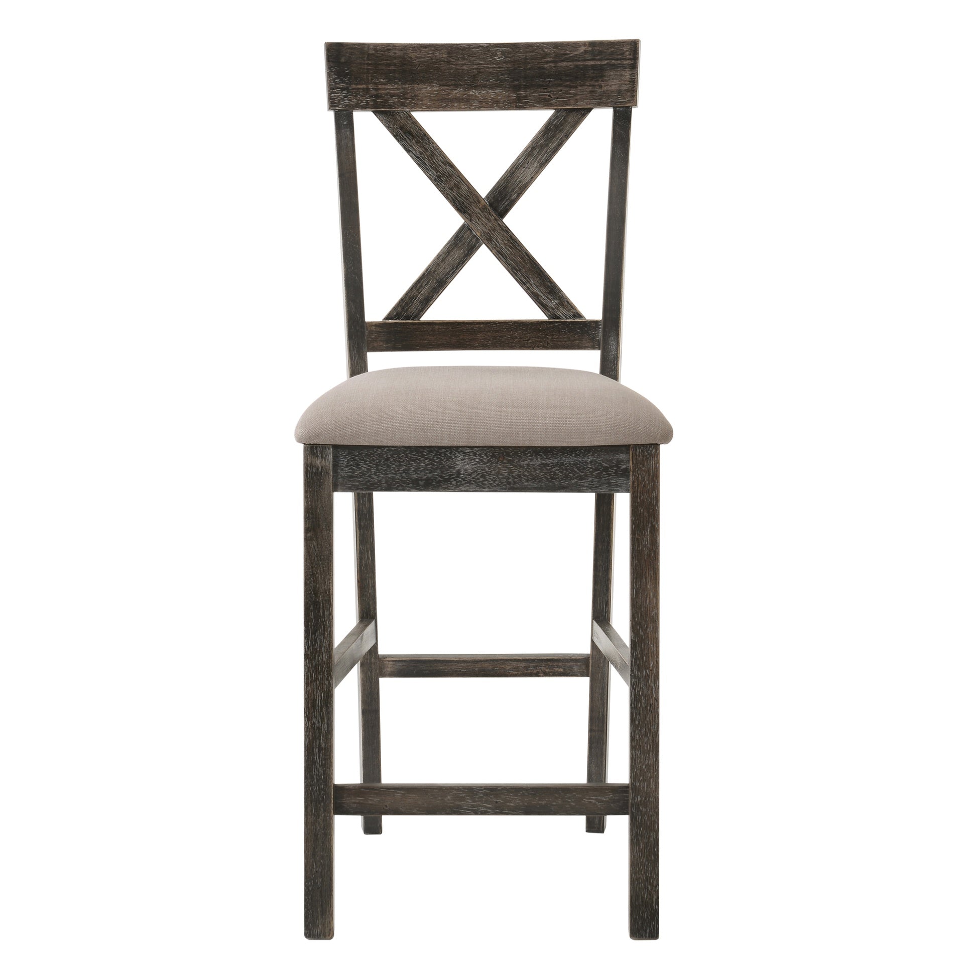 Tan and Weathered Grey Counter Height Stools with Cross Back (Set of 2)