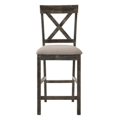 Tan and Weathered Grey Counter Height Stools with Cross Back (Set of 2)