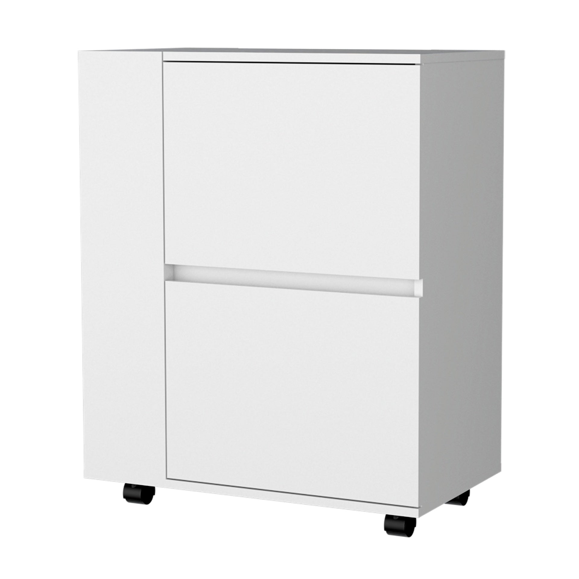White 2-Cabinet Bar Cart