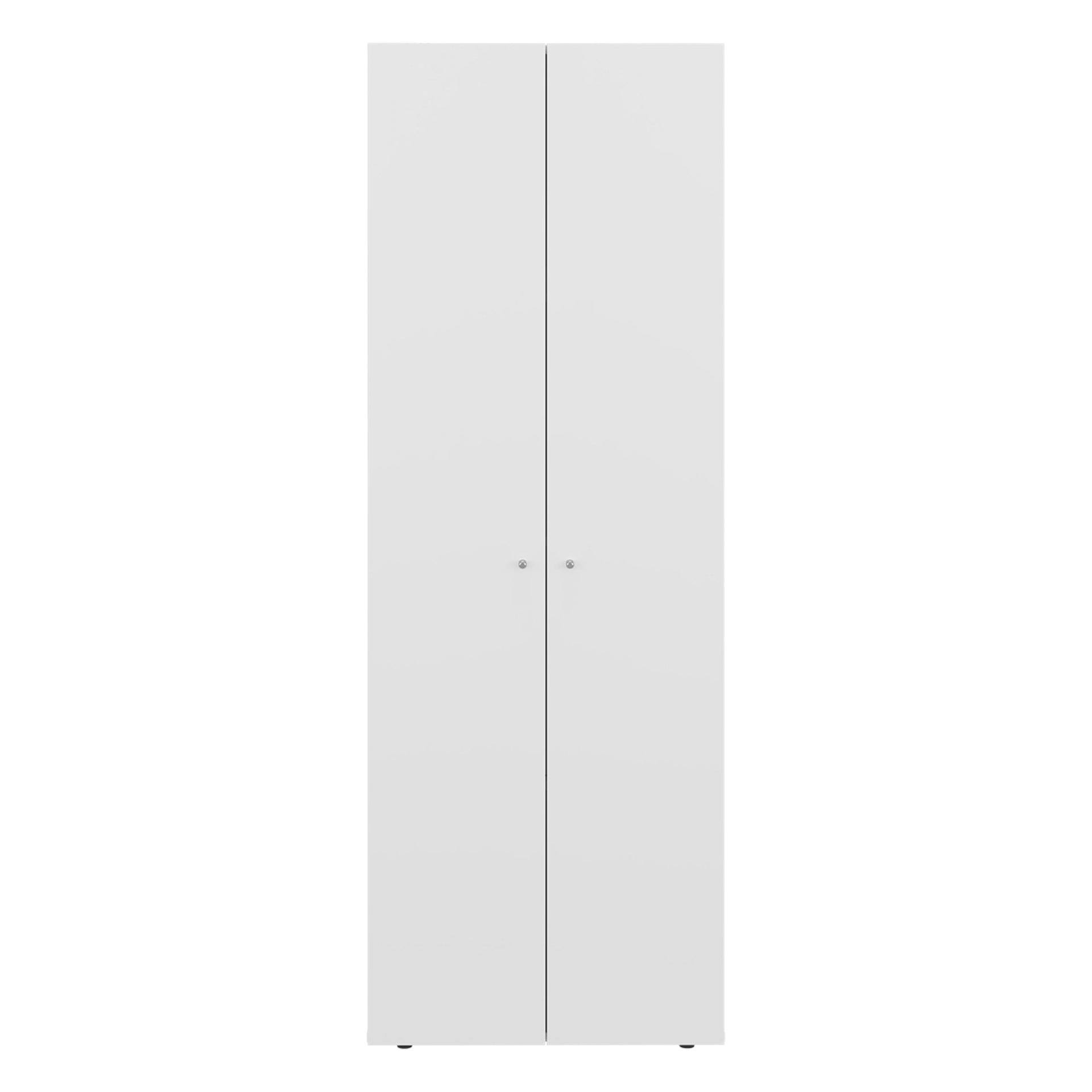 White 2-Door Tall Wardrobe Cabinet with 4 Shelves and Vertical Storage