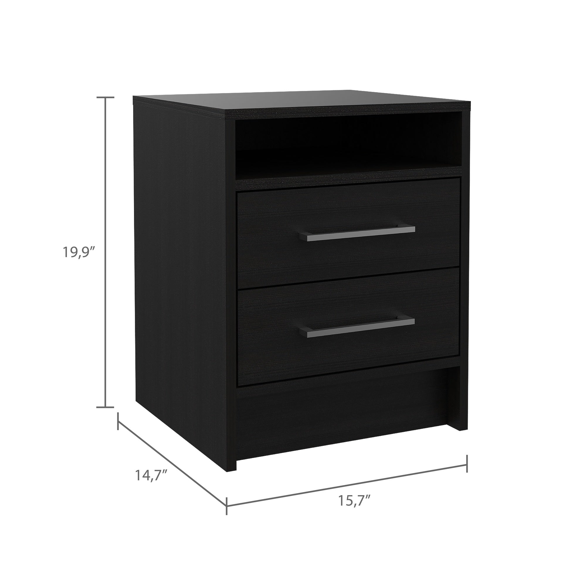 2-Drawer 1-Shelf Rectangle Nightstand Wenge