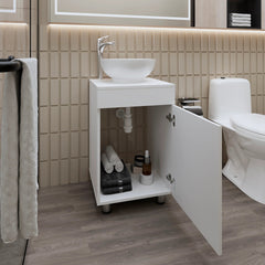 White Bathroom Vanity with Integrated Sink
