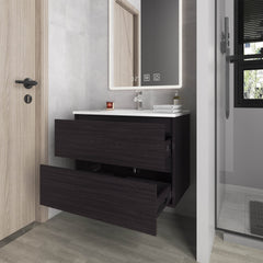 Wengue Floating Vanity with Two Drawers and Sink
