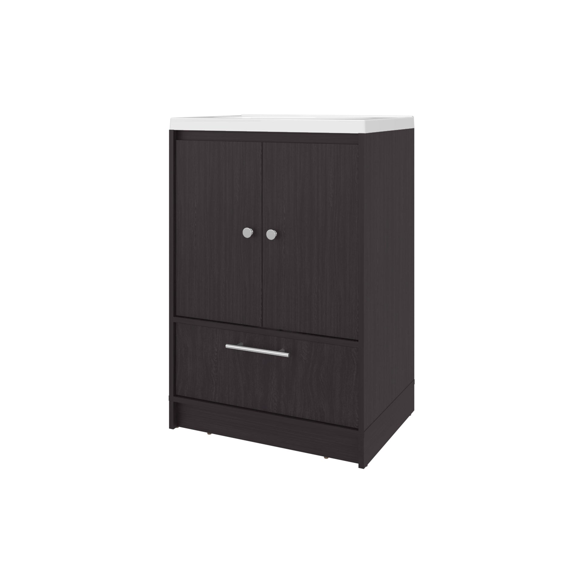 Wengue 2- Door Freestanding Bathroom Vanity with Sink and Bottom Drawer
