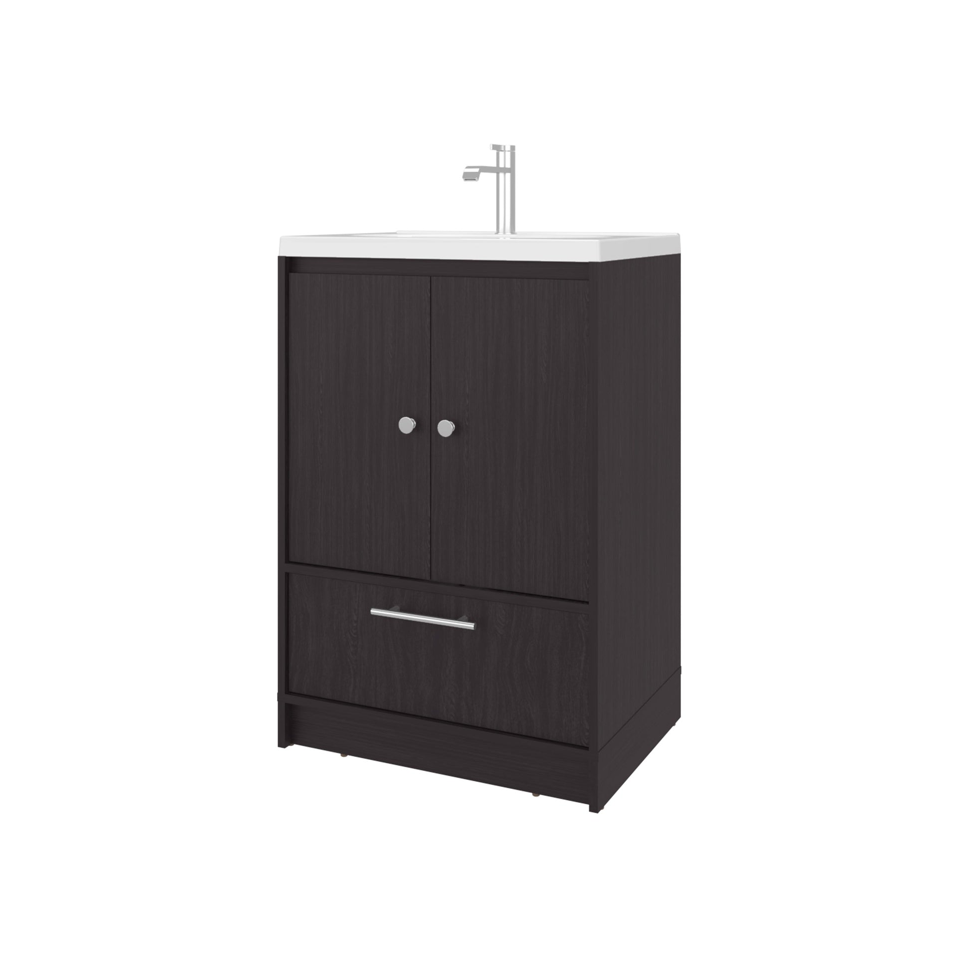 Wengue 2- Door Freestanding Bathroom Vanity with Sink and Bottom Drawer