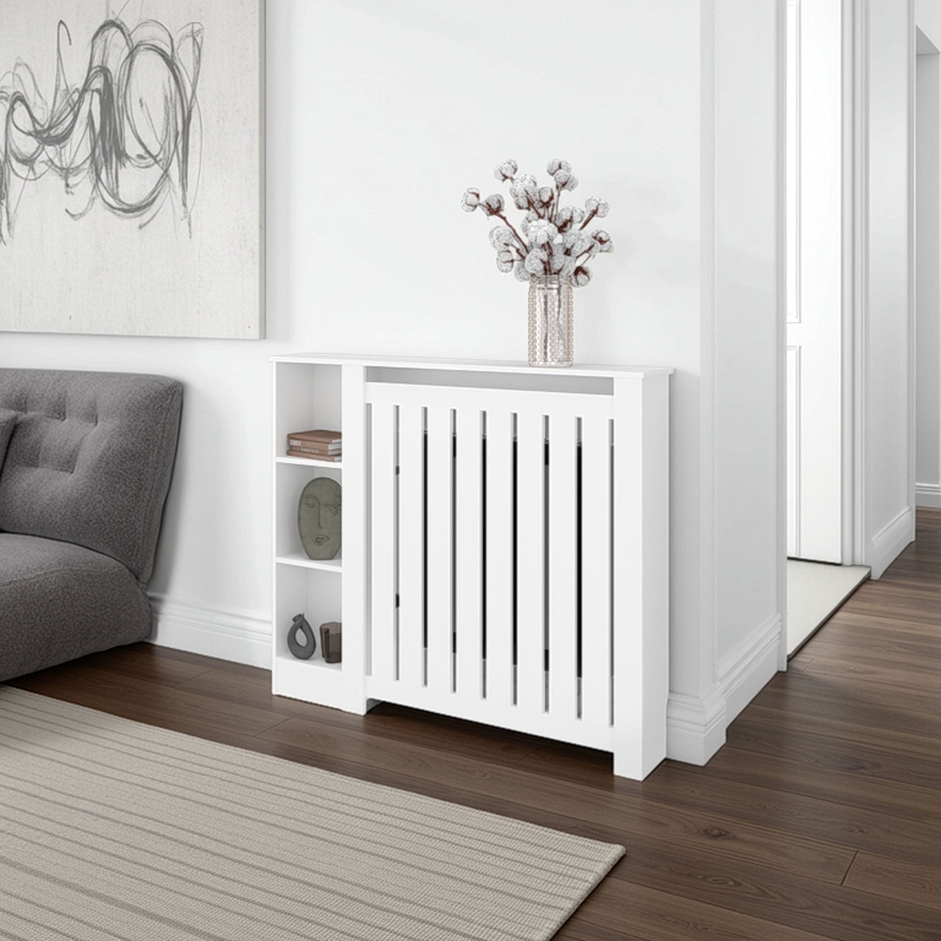 White Radiator Cover with Storage
