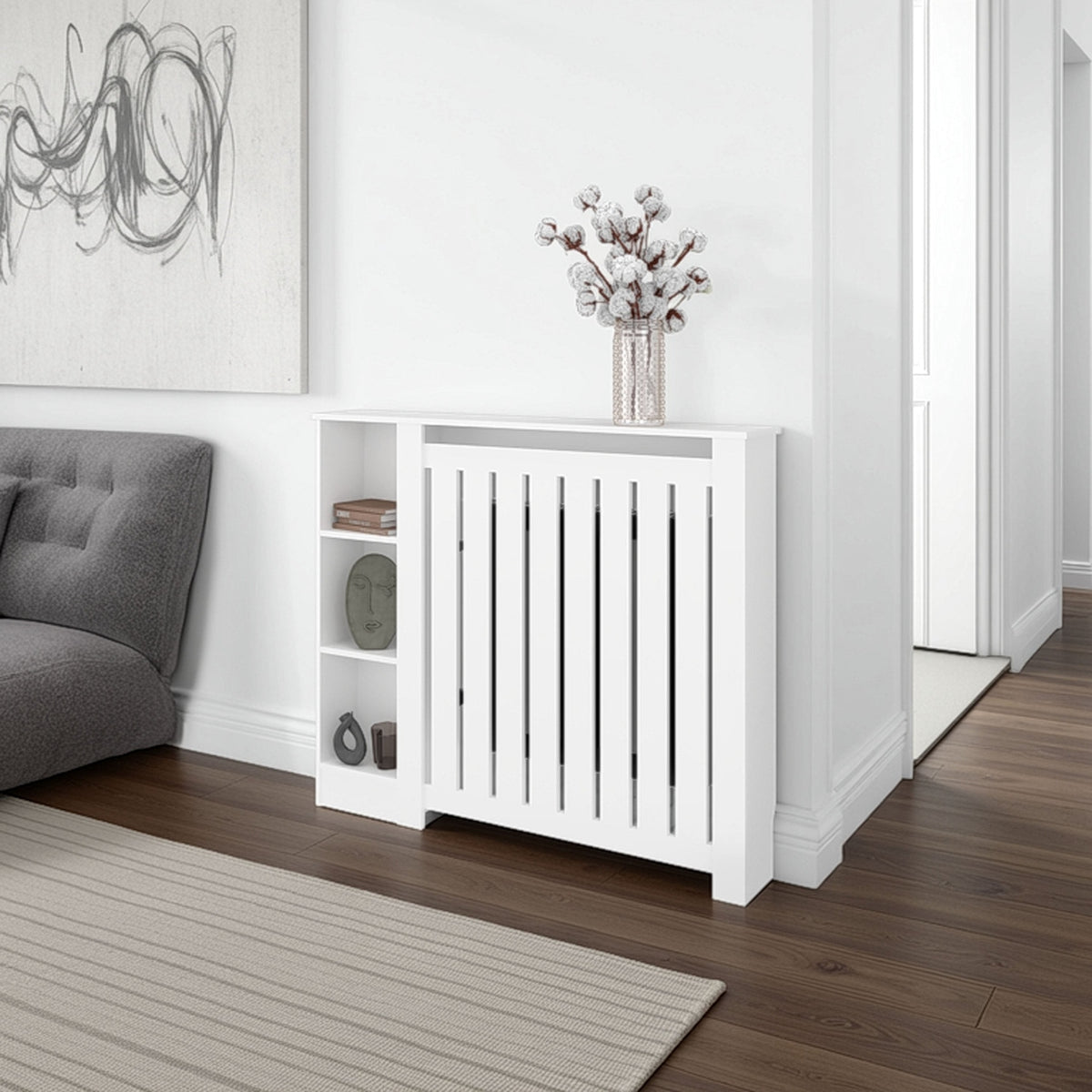 White Radiator Cover with Storage