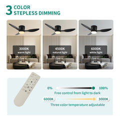 42" Smart Flush Mount Ceiling Fans with Lights Remote,Quiet DC Motor,Outdoor Indoor Low Profile  Ceiling Fan,Control with WIFI Alexa App,Dimmable,ABS  blades,for Modern Bedroom Patio