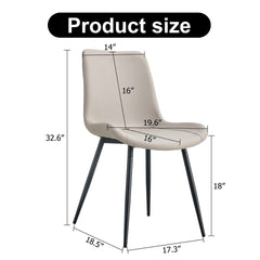 Light gray artificial leather backrest cushion dining chair, black metal legs,curved widened cushion design for more comfort,suitable for restaurants, kitchens, bedrooms, offices.(4 chairs)W1151124311
