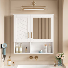 2-in-1 Bathroom Mirror Cabinet, 30 inch Wall Mounted Medicine Cabinet with Adjustable Shelves & Soft Close Doors, High-Define Mirror with Storage for Bathroom Vanity