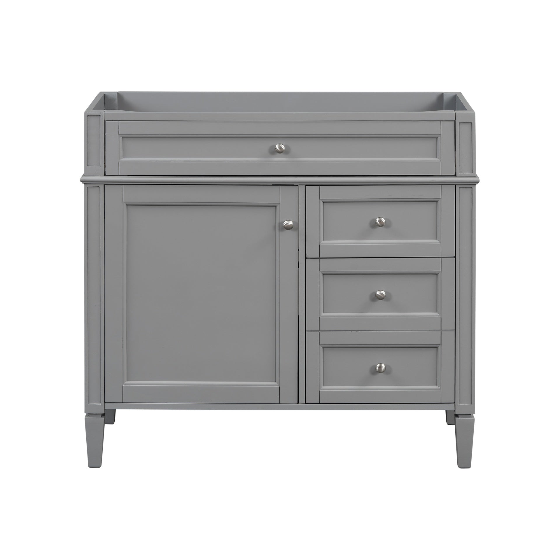 36'' Bathroom Vanity without Top Sink, Modern Bathroom Storage Cabinet with 2 Drawers and a Tip-out Drawer, Solid Wood Frame (NOT INCLUDE BASIN SINK)