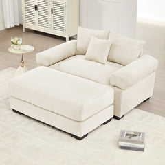 54.3" Oversized Cloud Modular Sectional Couch,Corduroy Fabric Extra-Thick Armrests,Throw Pillows Ottoman, Ergonomic Design, Easy Assembly Fits Living Rooms Bedrooms,Cream