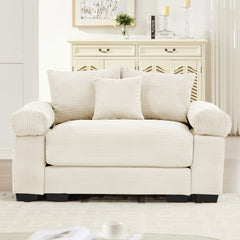 54.3" Oversized Cloud Modular Sectional Couch,Extra-Thick Armrests Good Resilience Cushions Ergonomic Design Premium Soft Corduroy Fabric,Easy Assembly For Living Rooms Study,Cream