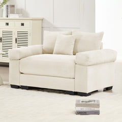 54.3" Oversized Cloud Modular Sectional Couch,Extra-Thick Armrests Good Resilience Cushions Ergonomic Design Premium Soft Corduroy Fabric,Easy Assembly For Living Rooms Study,Cream