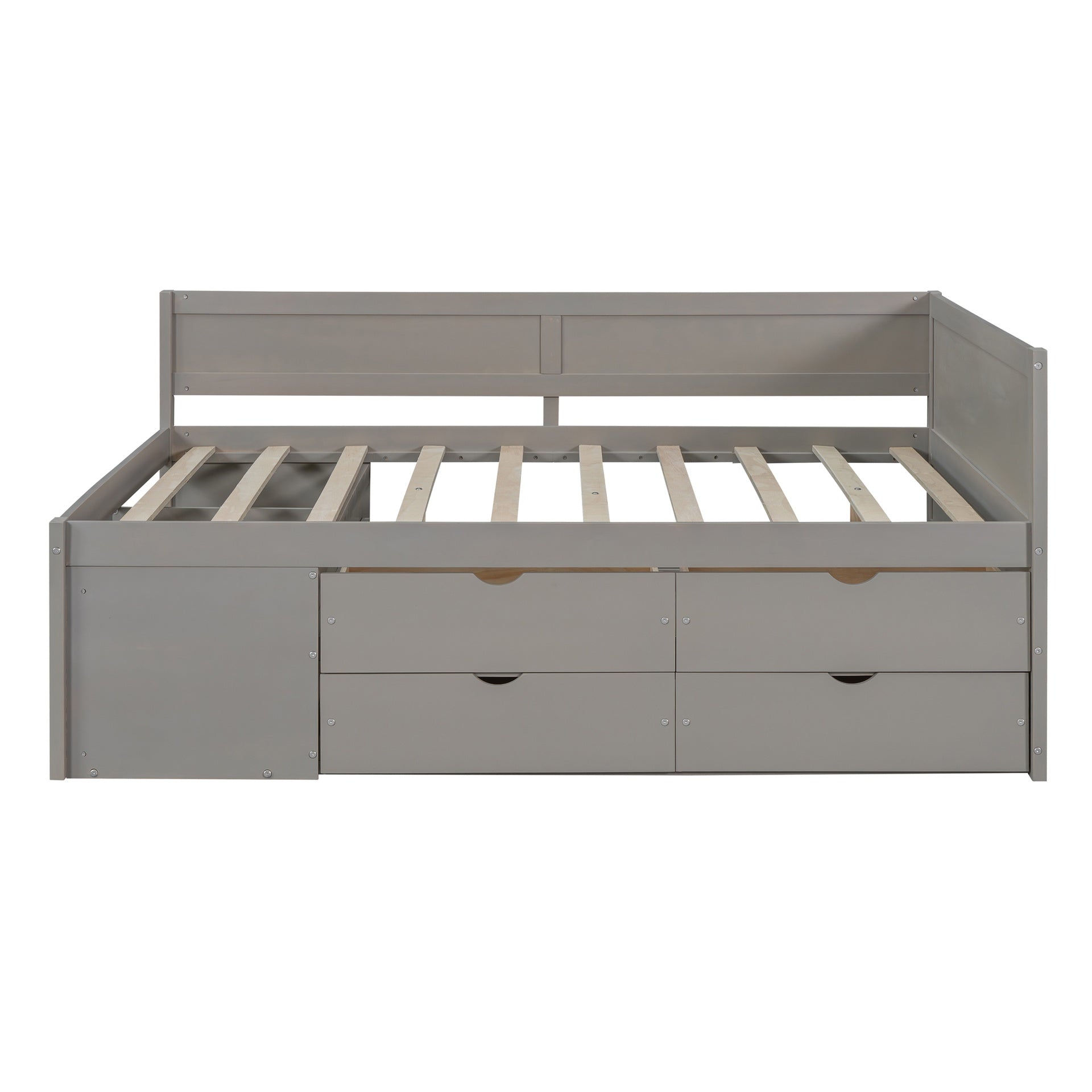 Full Size Daybed with Drawers and Shelves, Gray