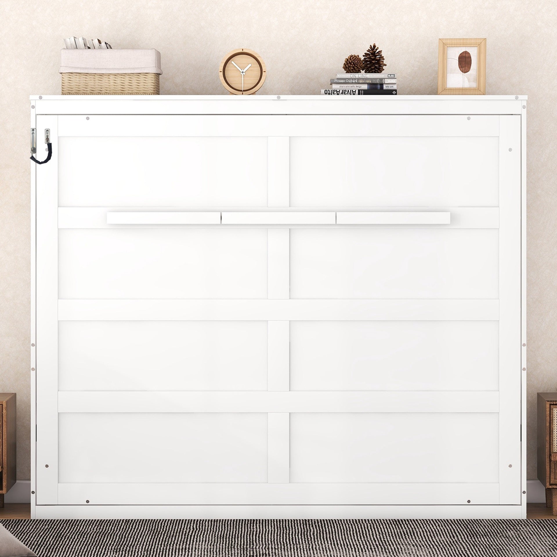 Queen Size Murphy Bed Wall Bed,White