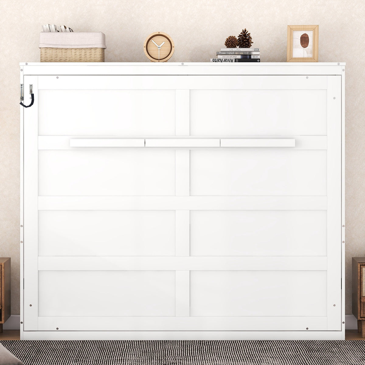 Queen Size Murphy Bed Wall Bed,White