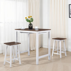 [3-Piece Counter Height Dining Set] Space-Saving Table with 2 Stools, Rustic Dark Oak Finish, Easy to Clean