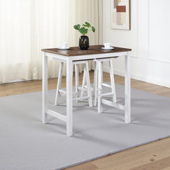 [3-Piece Counter Height Dining Set] Space-Saving Table with 2 Stools, Rustic Dark Oak Finish, Easy to Clean