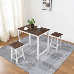[3-Piece Counter Height Dining Set] Space-Saving Table with 2 Stools, Rustic Dark Oak Finish, Easy to Clean