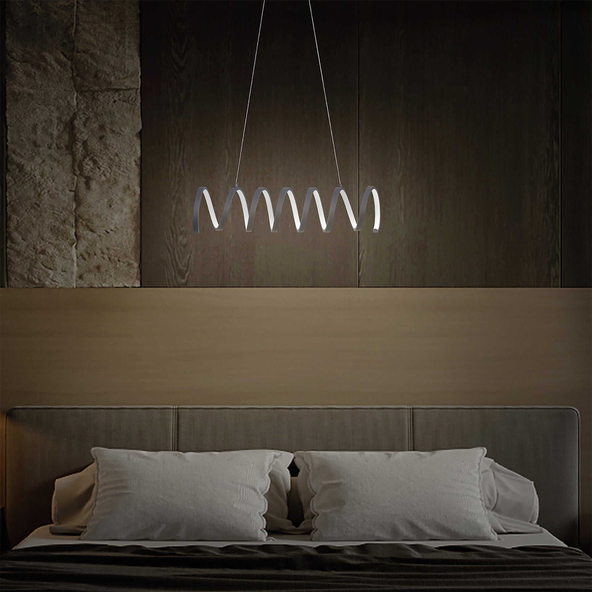 23"L X 6"H Spiral Loop Aluminum Integrated 14 W Led W/ Adjustable 47" - 12" Suspension Wire Modern Ceiling Pendant