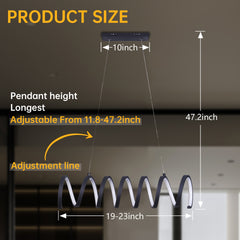23"L X 6"H Spiral Loop Aluminum Integrated 14 W Led W/ Adjustable 47" - 12" Suspension Wire Modern Ceiling Pendant