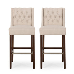 Modern Minimalist Metal Leg Bar Stool, Beige, 30" Height, High Density Fabric Seat, Commercial Grade Bar Stool