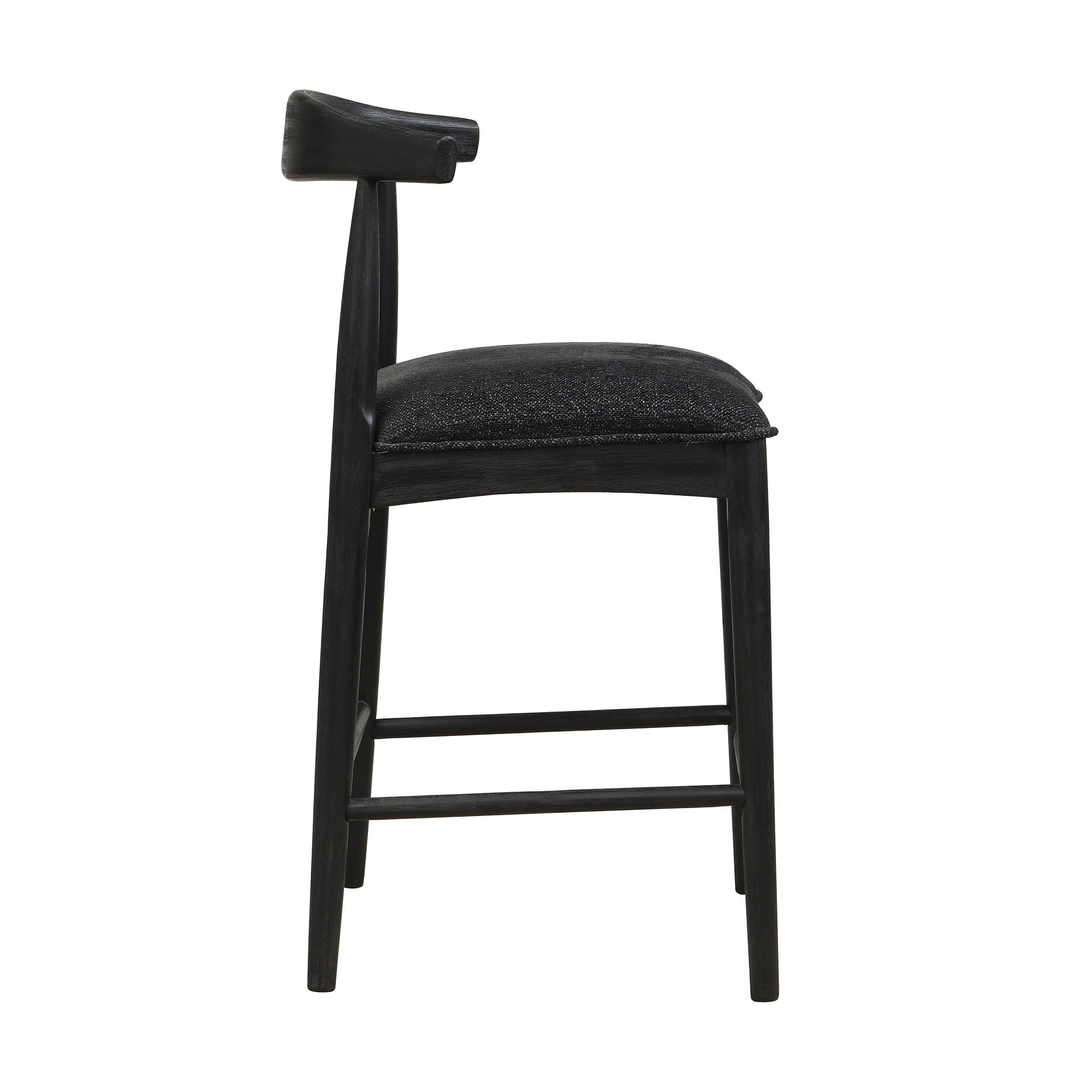 COUNTER STOOL IN BLACK FABRIC (SET OF 2)
