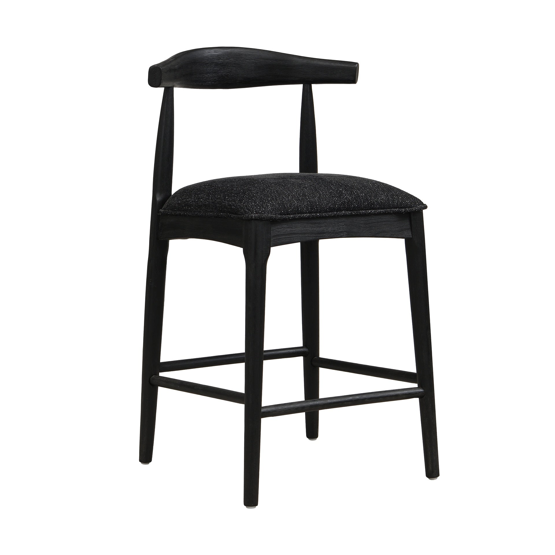 COUNTER STOOL IN BLACK FABRIC (SET OF 2)