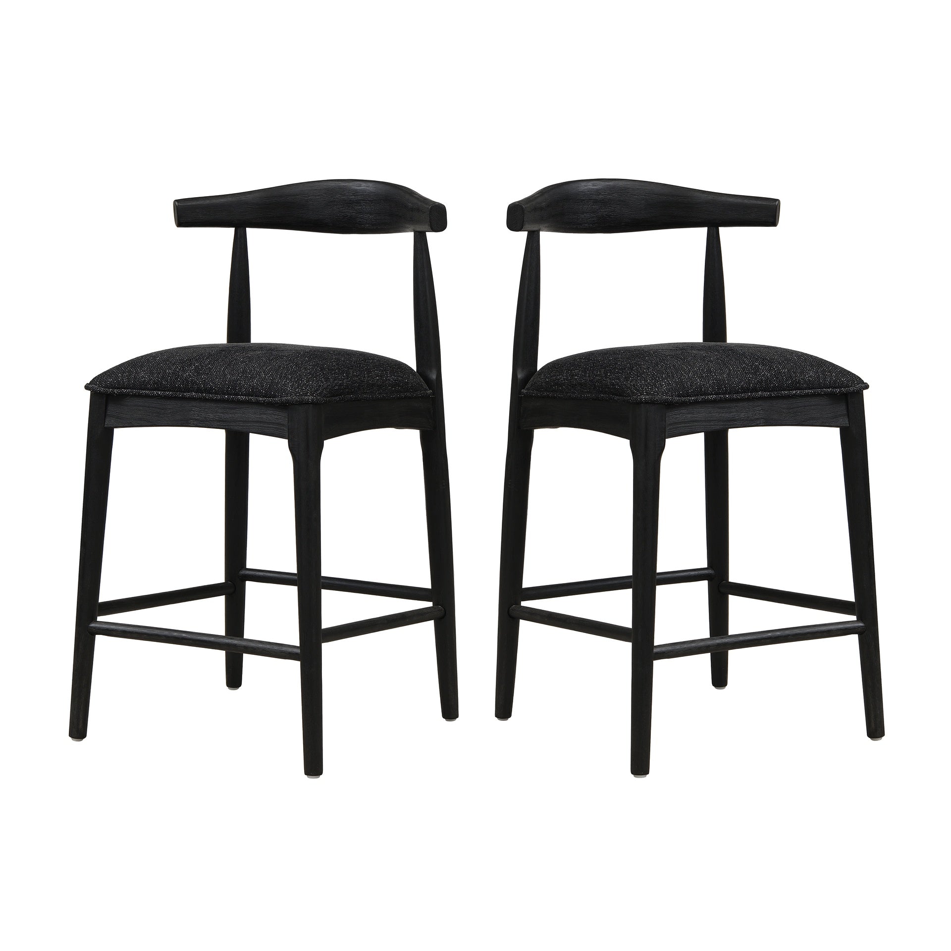 COUNTER STOOL IN BLACK FABRIC (SET OF 2)