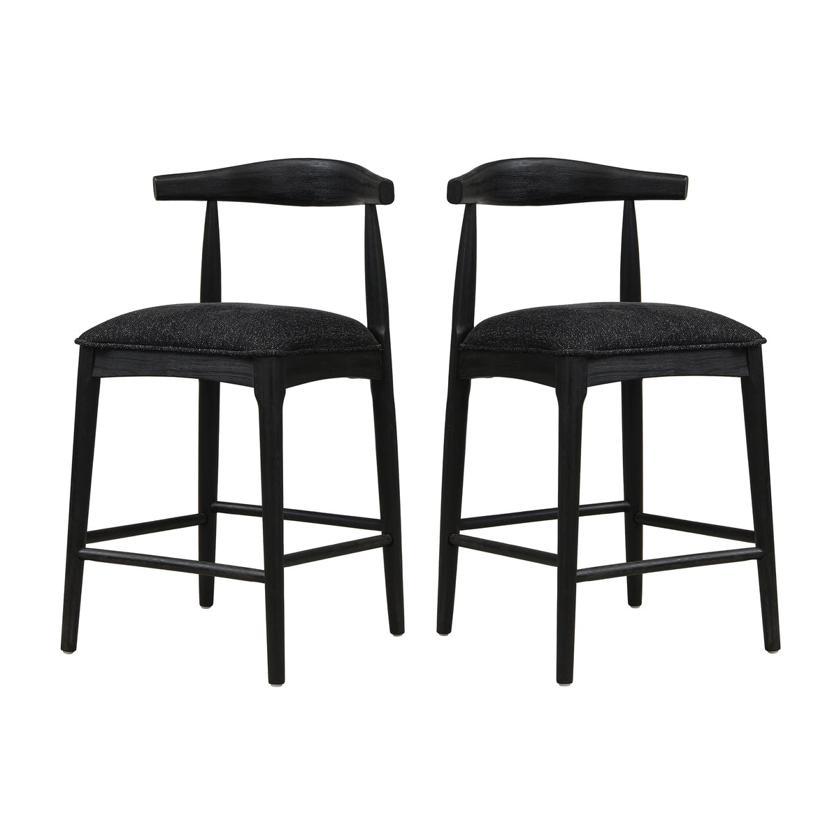 COUNTER STOOL IN BLACK FABRIC (SET OF 2)