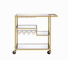 Adamsen Mirrored & Champagne Finish Serving Cart
