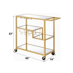 Adamsen Mirrored & Champagne Finish Serving Cart