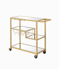 Adamsen Mirrored & Champagne Finish Serving Cart