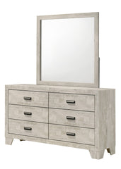 1pc Transitional 6-Drawer Dresser Metal Hardware Whitewashed Wood Finish Wooden Bedroom Furniture