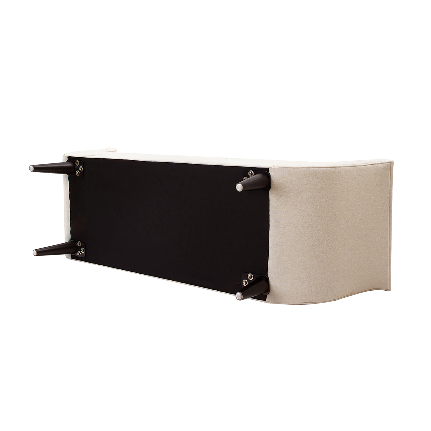 Alma Tufted Flared Arm Entryway Bench, Sky Neutral Beige Polyester