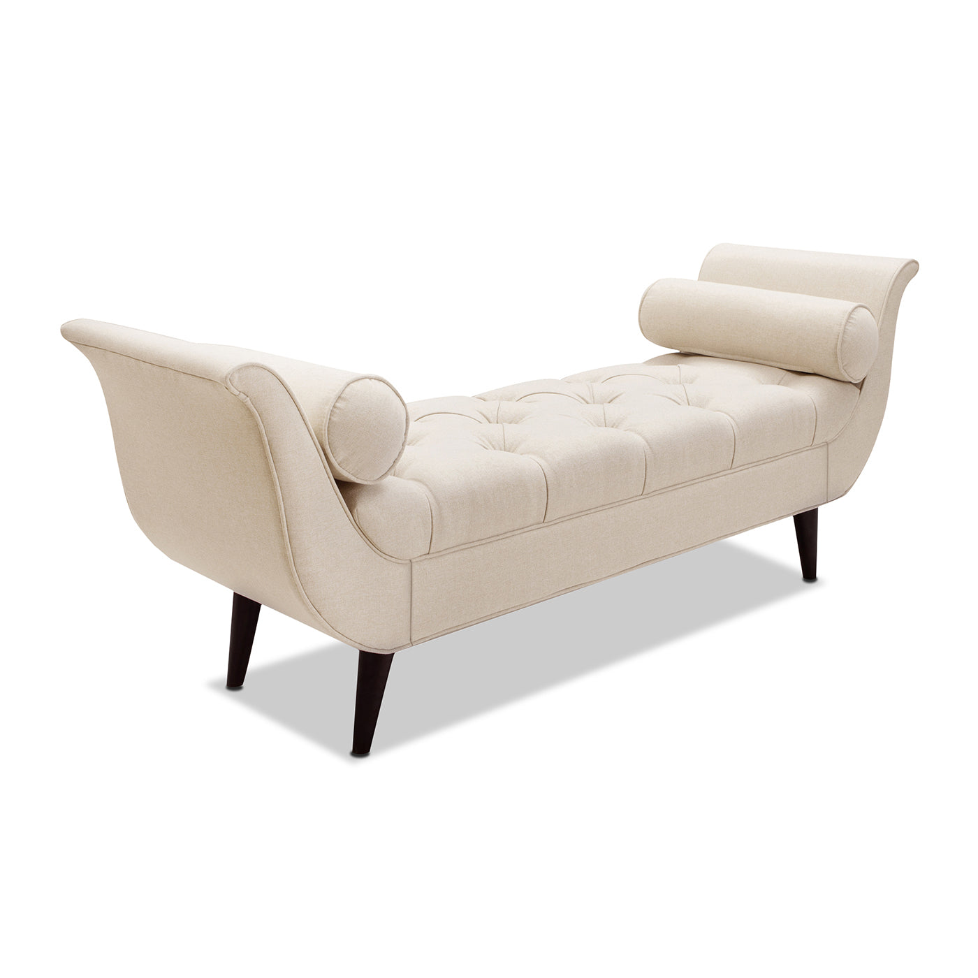 Alma Tufted Flared Arm Entryway Bench, Sky Neutral Beige Polyester