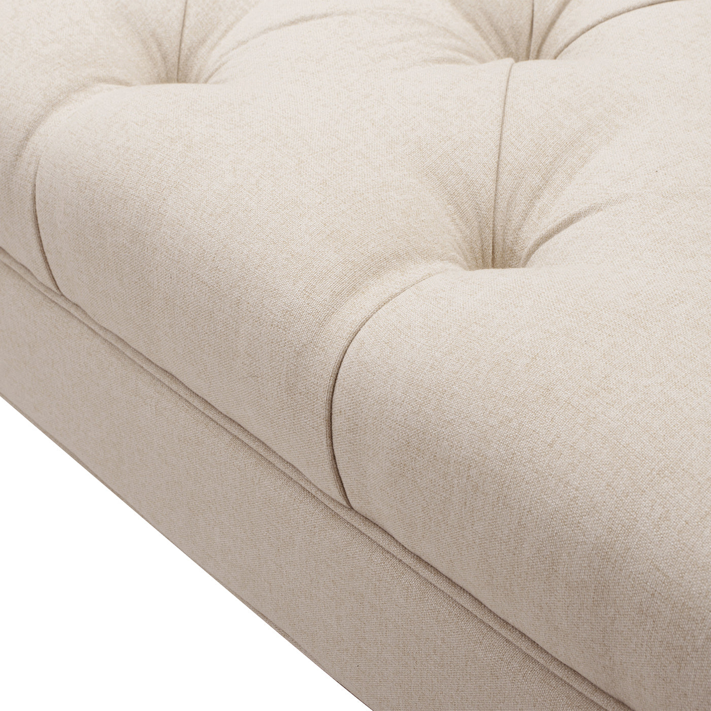 Alma Tufted Flared Arm Entryway Bench, Sky Neutral Beige Polyester